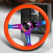 NRG 350MM Orange Classic Wood Grain Neo Chrome Spoke Steering Wheel ST-015MC-NOR