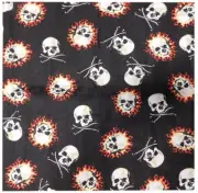 Lot of 3 Skull & Crossbones Skull on Fire Black Poly Cotton 22"x22" Bandana