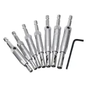7pcs 1/4in (6.35mm) Hex Self Centering Hinge Hardware Drill Bit Assembly Set