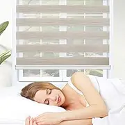 Marlow Blockout Zebra Roller Blind Curtains Double Window Sunshade Sunscreen Commercial Home Office Bedroom UV Protection (Beige-90cmx210cm)
