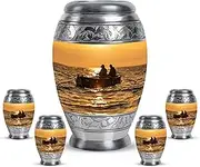Fishing Urns for Human Ashes Adult Man - Large Urns for Human Ashes Adult Female - Ocean Sunset Decorative Funeral for Human Ashes - Small Urn for Human Ashes Keepsake (Combo of 5, 10" & 3")