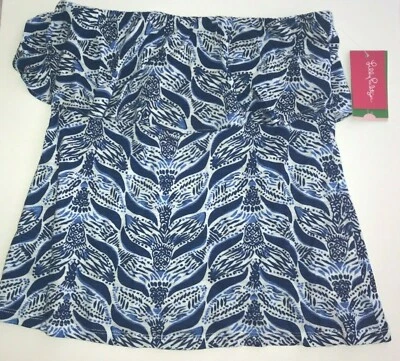 New! LILLY PULITZER Wiley Tube Top A MERMAIDS TAIL Blue + White Small NWT