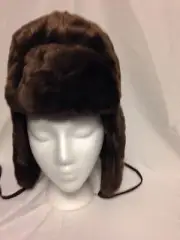 Nine West Faux Fur Aviator Trapper Hat One Size #3697 Brown NWT