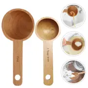 2 Pcs Tea Spoon for Loose Measuring Scoops Wooden Table Spoons