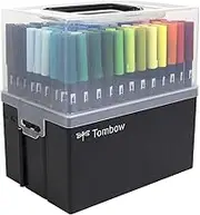 Tombow 56179 Dual Brush Pen Art Markers, 108 Color Set with Marker Case. Blendable, Brush and Fine Tip Markers with Marker Case