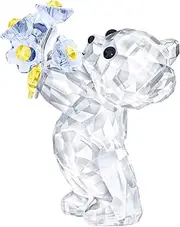 Kris Bears Forget Me Not, Clear Swarovski Crystal with Blue and Yellow Accents, Part of The Swarovski Kris Bears Collection 1 3/4" x 1"