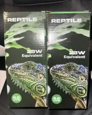 (2) Replacement Bulbs 23W 120V UVB 5.0 Reptile Heat Terrarium Spiral Light Bulb