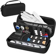 YOREPEK Golf Glove Holder with Removable Golf Glove Shaper, Hard Shell Golf Accessories Case Bag with 2 Dividers Fits Balls, Tees, Markers, Divot Tools, Golf Essentials, Golf Gifts for Men,Black