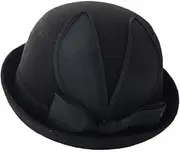 [Generic] 2025 Vintage Fedora Hat for Women Elegant Bow Wool Felt Bowler Hat Round Dome Cap Classic Derby Hat Church Cloche Hat