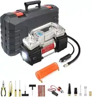 Heavy-Duty 150 PSI Tire Inflator with Digital Gauge & Emergency Repair Tools