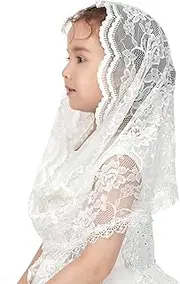 [PAMOR] Infinity First Communion Veils for Girls Lace Chapel Veil Mantilla Veils Latin Mass Church Veil for Catholic Baptism