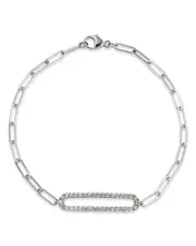 Bloomingdale's Fine Collection Diamond Paperclip Bracelet in 14K White Gold, 0.30 tcw