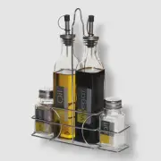 Gibson Silver 5-Piece Wire Caddy Condiment Rack Set