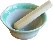 Nichinichi Tools Mortar Pestle Stick Set, Non-Slip, Rubbing, Stylish Mortar, Made in Japan, Green