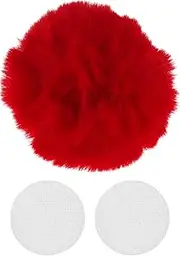 X AUTOHAUX Motorcycle Helmet Accessories Decoration Round Tail for Motorcycle Bicycle Skiing Helmets Red Plush Stickers 1 Set