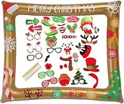 Christmas Inflatable Photo Booth Selfie Picture Frame With 32Pcs Props - Blow Up Xmas Family Party Winter Holiday Games Accessories Decorations Favor Supplies