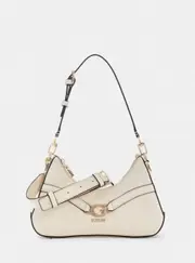 GUESS White Dea Top Zip Shoulder Bag