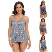 2x Flowy-Tankini Swimsuits V-Neck Swimwear Tank-Top Bathing Suits for Women