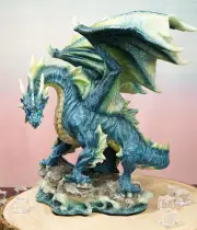 Ebros Large Blue Hyperion Water Behemoth Dragon Standing On Rock Figurine 11" H
