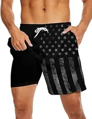 [MSCPZH] Mens Swim Trunks Swimming Trunks with Compression Liner Board Shorts 7 inch Swim Shorts Swimsuit