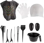 Minkissy Complete Hair Dyeing Tool Kit Includes Bowl Brush Ear Cover Gloves Clips for Salon and Home Use