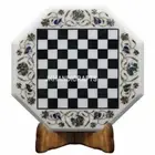 3'x3' Marble Chess Table Top Side Table Antique Floral Inlay Interior Home Decor
