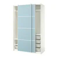 在飛比找IKEA優惠-IKEA 滑門衣櫃/衣櫥, 白色/雙面設計 淺藍色, 150