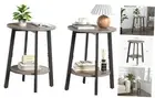 Side Table Set of 2, Small Round End Table with Storage Shelf for Small Space,