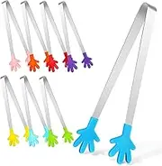 CLISPEED Serving Tongs Set 8 Pcs Mini Food Tongs Stainless Steel Silicone Kitchen Utensils