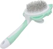 Cat Dog Brush Bath Brush with Release Button Pet Comb for Long Medium Haired Cats, Green