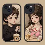 IPHONE保護殻✨奶茶情侶APPLE14NEW13PROMAXPHONE CASE15ANIME12ALL INCLU