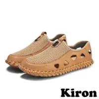 在飛比找momo購物網優惠-【Kiron】手工休閒鞋 懶人休閒鞋/透氣縷空網布拼接手工縫