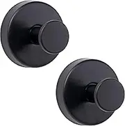 Season 2 Season Suction Cup Hooks for Shower, Bathroom Hooks for Towels Stainless Steel Wall Hook for Hanging up to 6.5 lbs Hooks for Kitchen, Glass, Mirror (2Pcs Black)