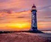 RUSTIC OLD LIGHTHOUSE AT SUNSET # 5 COMPUTER MOUSE PAD 9 x 7