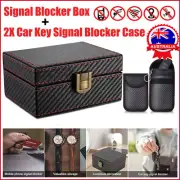 Signal Blocker Box+2x Bag Car Key Fob RFID Anti Theft Faraday Keyless Security