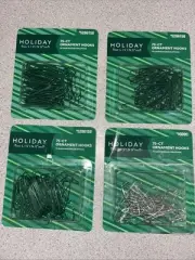 3 Pks Green 1 Pk Silver CHRISTMAS TREE ORNAMENT HOOKS Holiday Living NEW