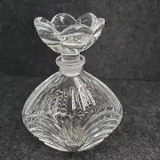 RCR Perfume Bottle Flower Stopper Made in Italy Royal Crystal Rock 5" x 4"