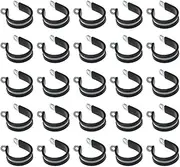 25Pcs 6mm Rubber Cushioned Cable Clamps 304 Stainless Steel Hose Clips Pipe Holder Fastener for Securing Wire Cord, Tube