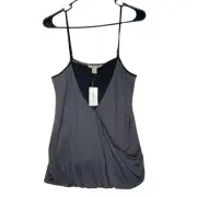 Banana Republic Womens Top Lyocell Wrap Bubble Hem Gray Minimalist Evening Sz S