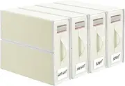 TAHAVICE 4 Pack Bed sheet Organiser storage, Foldable Linen Storage Box with Handles and Labels for bedding & linen(Queen and King size), Bedsheet Organiser with Window for Sheets, Duvet Cover，Beige
