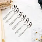 Tea Spoon Dessert Spoons 5.5" 3/4/5/6 PCS Gold Plated 18-10 Stainless Steel Coffee Spoon Dishwasher Safe Glossy Silver Dessert Espresso Tea Spoon Set 6PCS-Silver