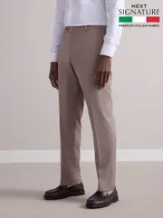 Neutral Slim Fit Signature Cerutti 100% Wool Italian Fabric Suit Trousers (E82646) | $227