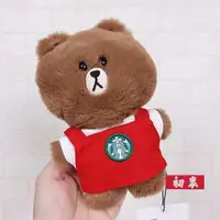 在飛比找樂天市場購物網優惠-台灣星巴克2021聯名款LINE FRIENDS熊大紅圍裙娃