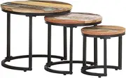 Side Tables 3 pcs Solid Reclaimed Wood Rustic Furniture Living Room Decor