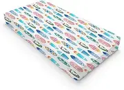 Colorful Surfboards Baby Changing Pad Covers for Boy Girl 32''x16'' Hawaiian Tropical Beach Surfing Fitted Diaper Change Table Mats Boho Summer Ocean Sports Soft Breathable Cradle & Bassinet Sheets