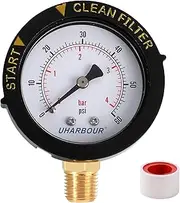 Pool Filter Pressure Gauge 60Psi - 2" Dial With Bezel, 1/4" Center Bottom Mount, 1/8" Adapter - Pump Replacement