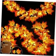 [ Timer & Thicker Leaves ] 2 Pack Fall Garland Lights Fall Decor Total 80