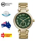 NEW MICHAEL KORS SKYLAR MK6065 GOLD/GREEN/CRYSTAL CHRONOGRAPH WOMENS WATCH