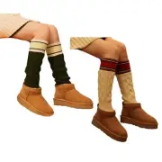 Women Warm Striped Boot Socks Twist Cable Knit Leg Warmers Streetwear