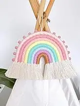 Hemasa Rainbow Wall Hanging, Macaron Coloured Bohemian Home Decor, Hand-Woven Ball Rope Decoration